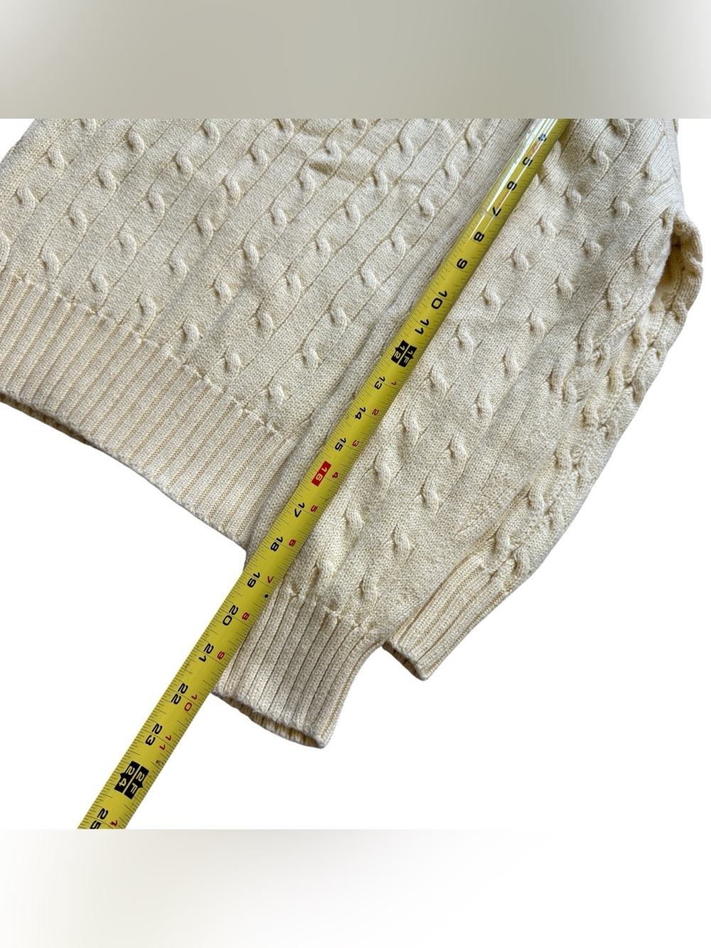 Polo Ralph Lauren M Butter Yellow Cable Knit Cotton Sweater Preppy Heritage Pony - Picture 9 of 11